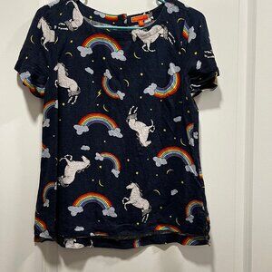ModCloth Shirt Women's Medium w/ Unicorns & Rainbows in Navy Blue